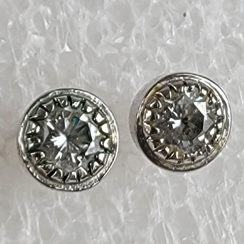 IBB Clear Cubic Zirconia Sterling Silver 925 Stud Earrings Pierced Post